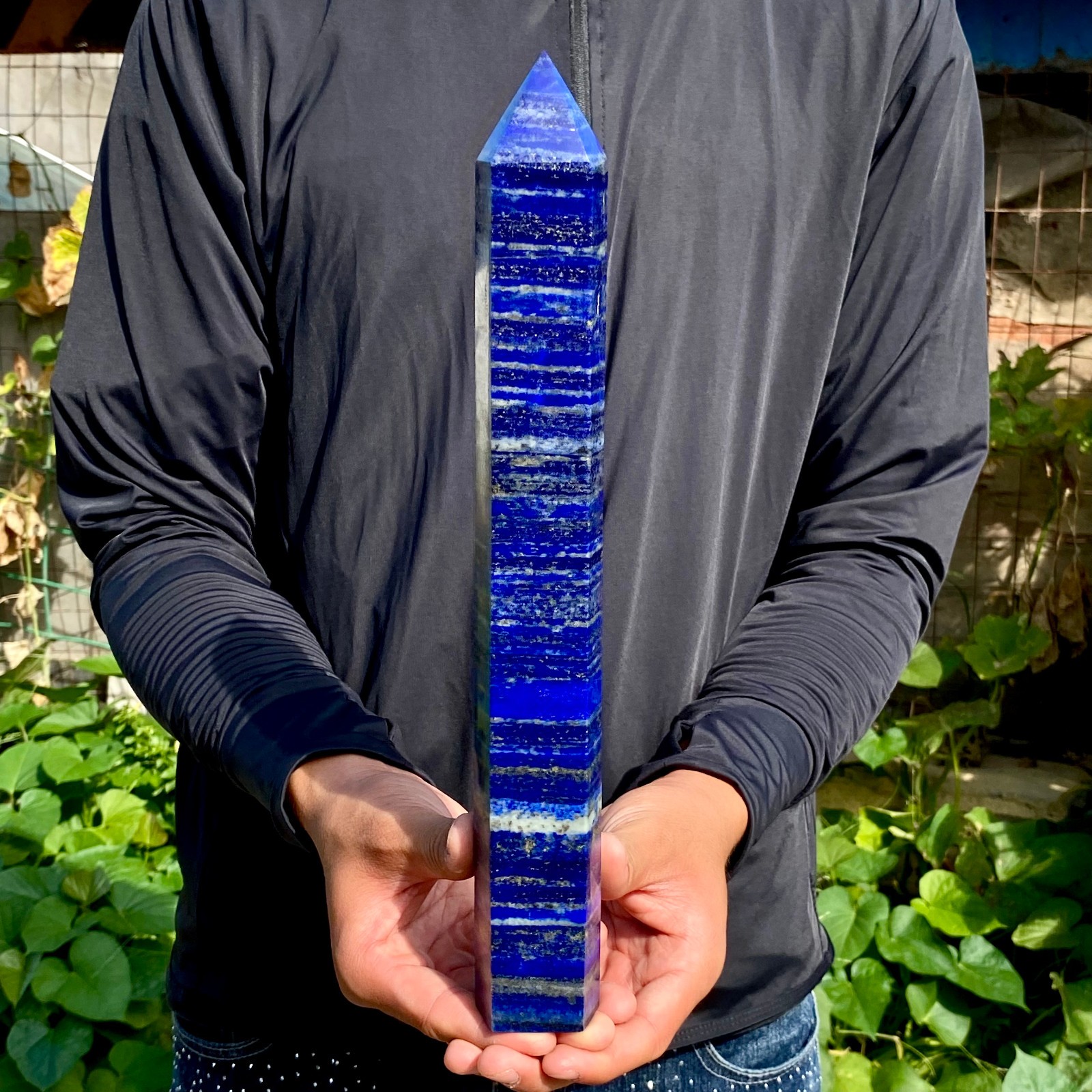 2.75LB Large Natural lapis lazuli crystal obelisk quartz crystal energy column