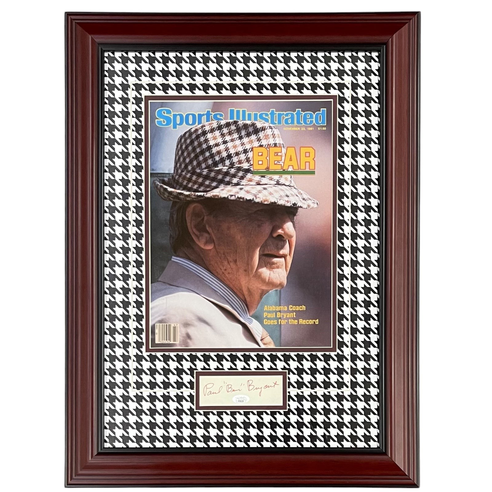Paul Bear Bryant Autographed Alabama Crimson Tide Deluxe Framed 11x14 Sports Ill