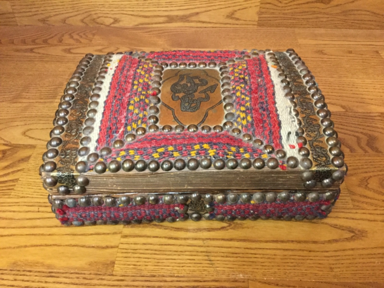 Antique Hand Made Embellished Wooden Dresser Box