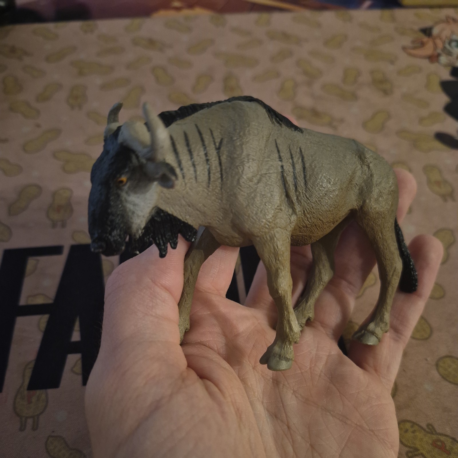 Safari Ltd Blue Wildebeest Figurine Wildlife Animal 2013 Gray/Black Plastic Toy