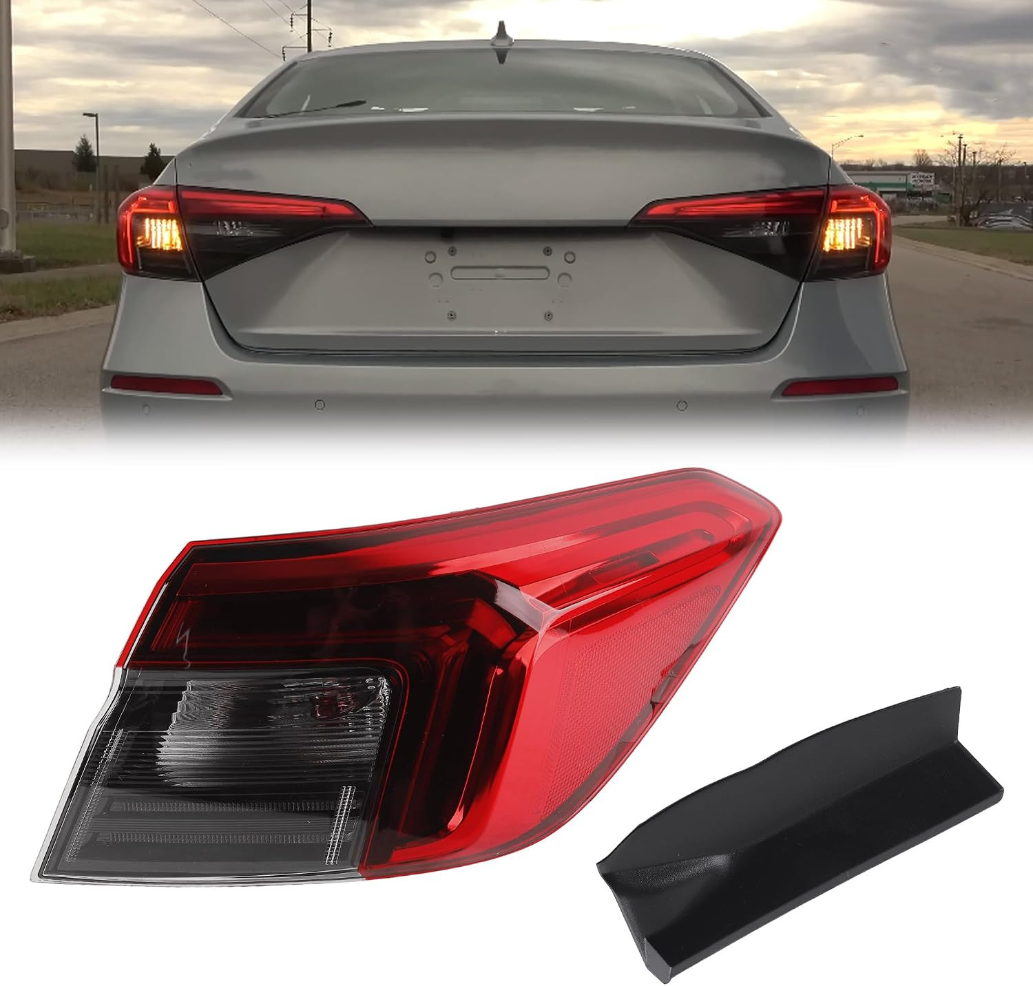 Right Tail Light W/Side Marker Compatible with 22-24 Honda Civic