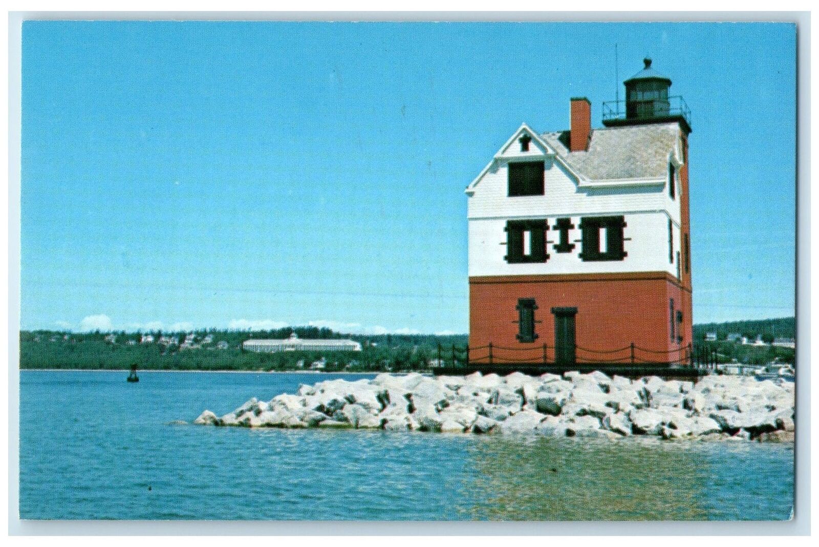 c1950\'s Abandoned Round Island Lighthouse Mackinac Island Michigan MI Postcard
