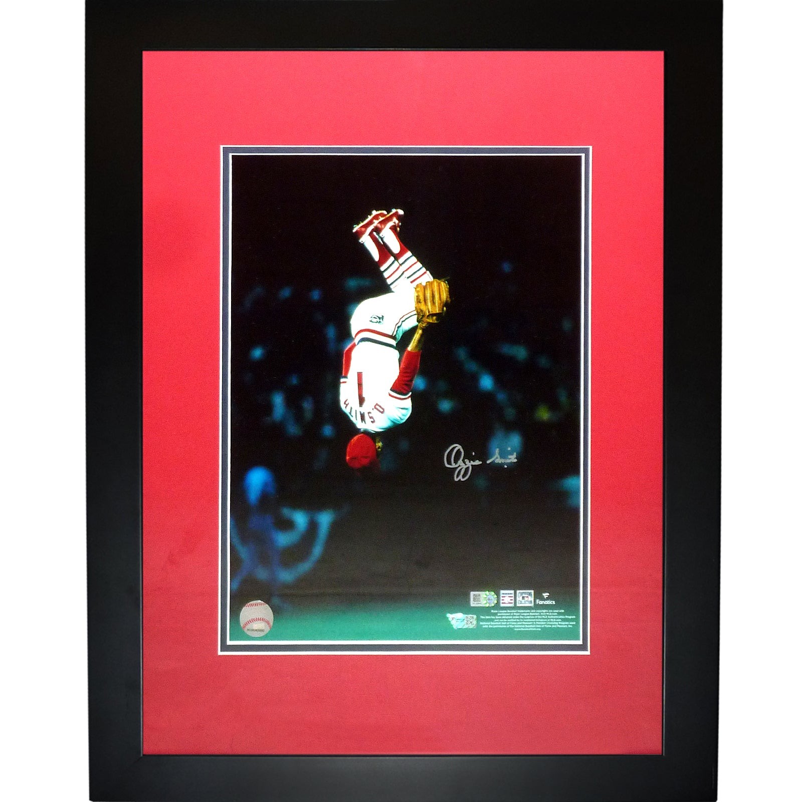 Ozzie Smith Autographed St. Louis Cardinals (Back Flip) Deluxe Framed 11x14 Phot