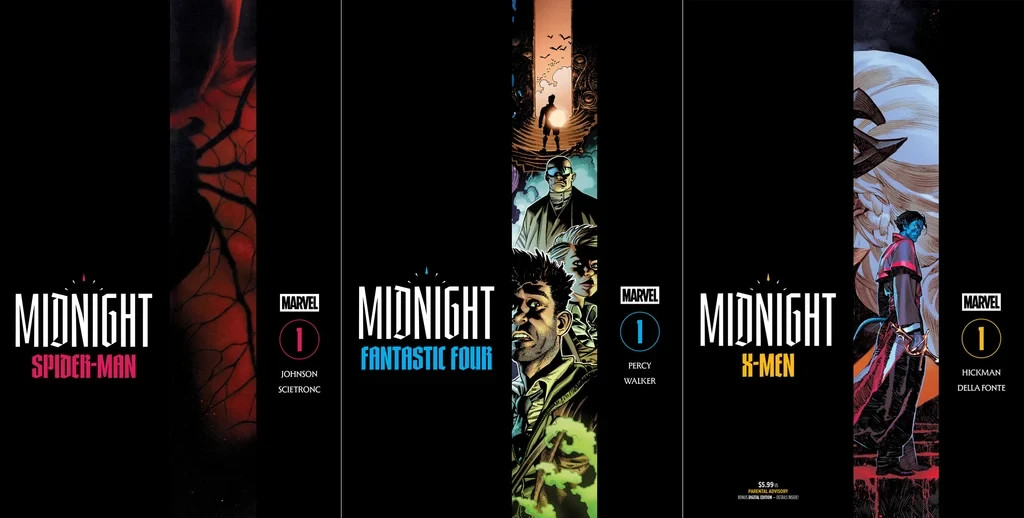 Set Of 3 Marvel Midnight #1 X-Men Spider-Man Fantastic Four 