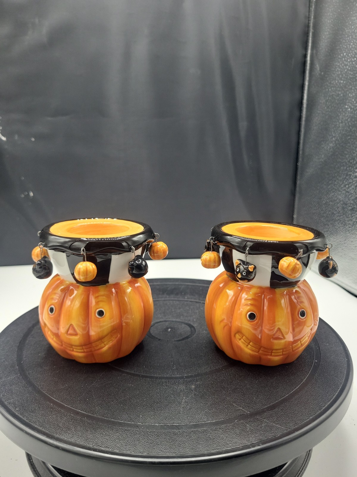 2 Hallmark Pumpkin Dangle Tealight Holder 2 Hallmark Pumpkin Dangle Tealight Holder