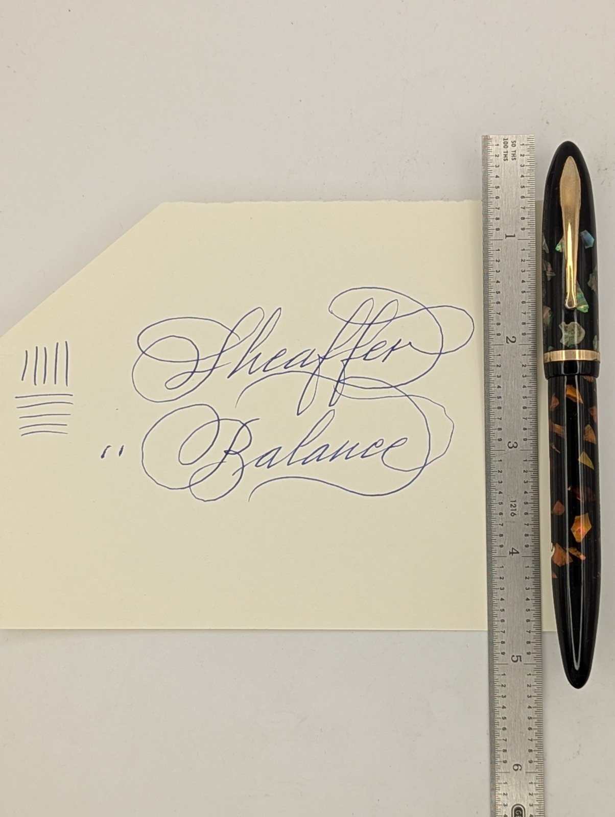 Sheaffer Balance Ebonized Pearl Fountain Pen 14k Gold Nib Restored %