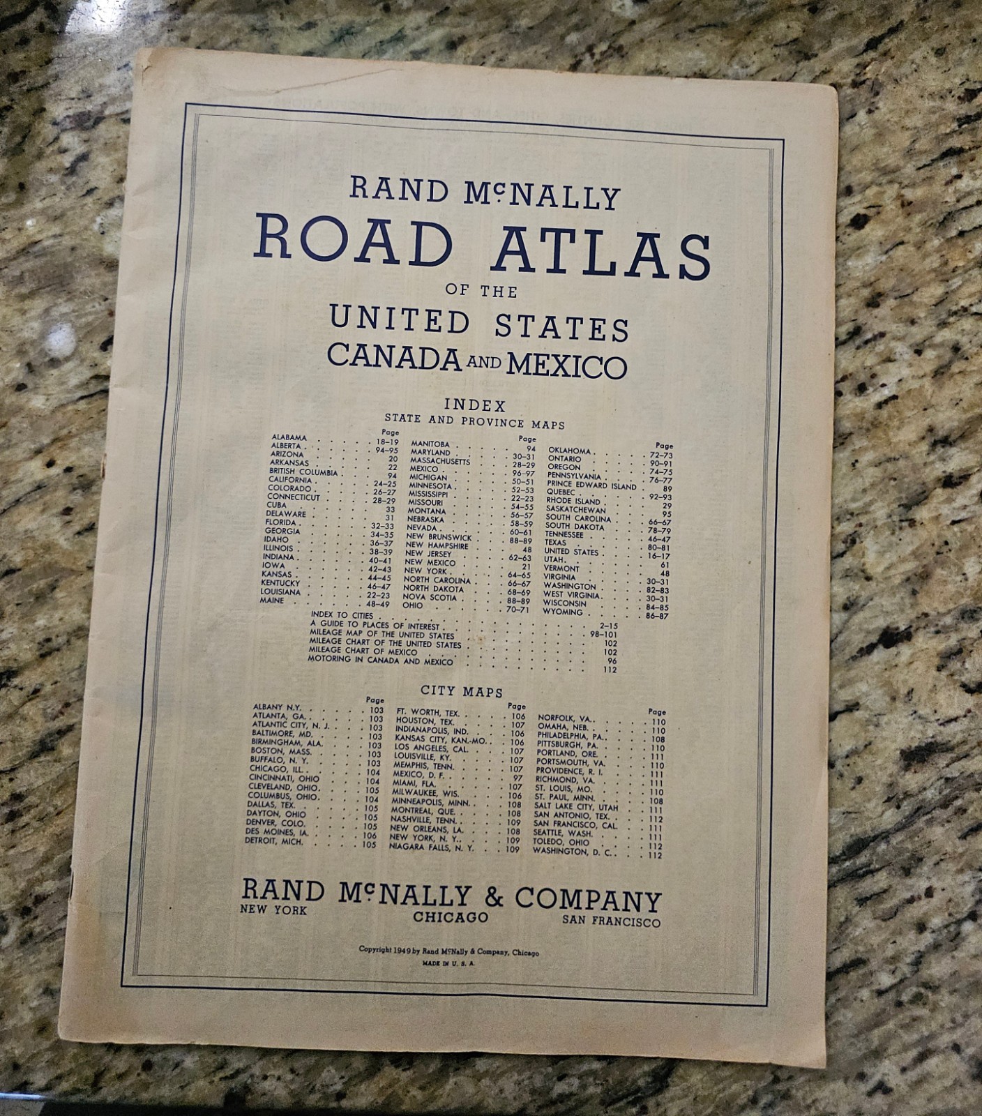 Vintage 1949 Rand McNally Road Atlas US Canada Mexico Maps - MISSING COVER/ READ