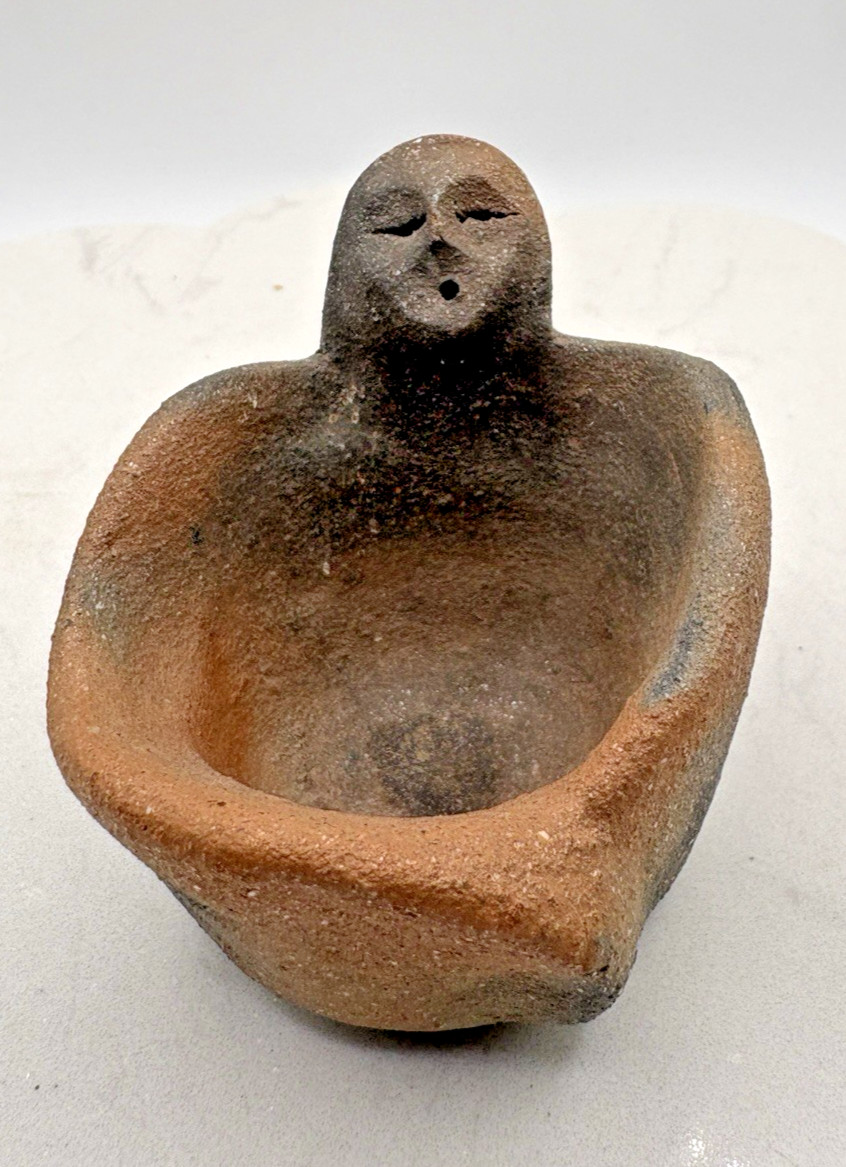 Jessie Marcus Pueblo Micaceous Clay Cup Taos, New Mexico Folk Art Handmade Vtg