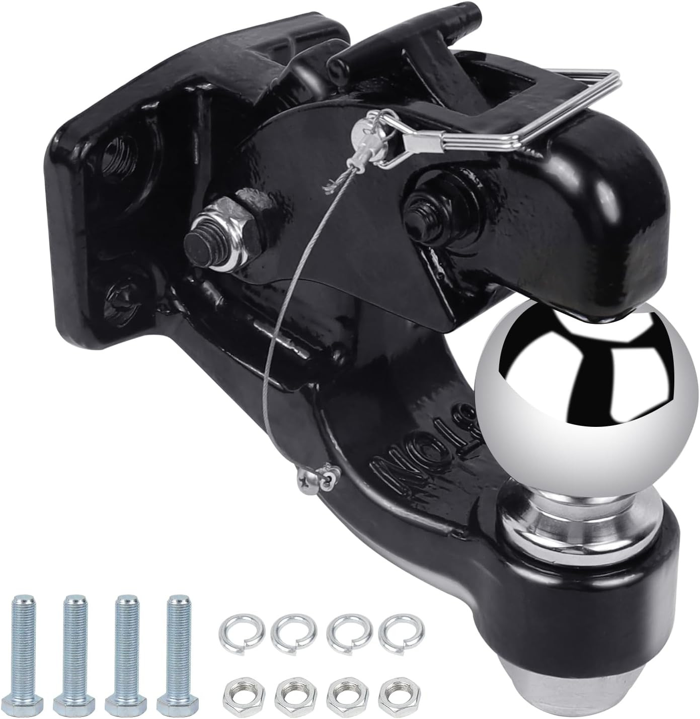 8-Ton Pintle Hook Trailer Combination Hitch, 16,000 Lbs GTW Heavy Duty Bolt-On T