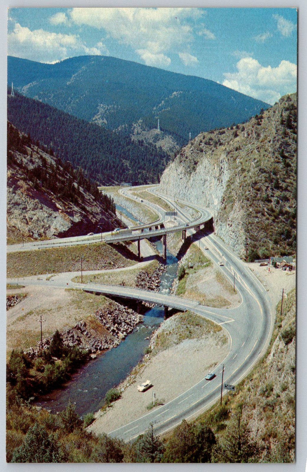 c1960s Clear Creek Canyon Interchange Idaho Springs CO Patterson Postcard