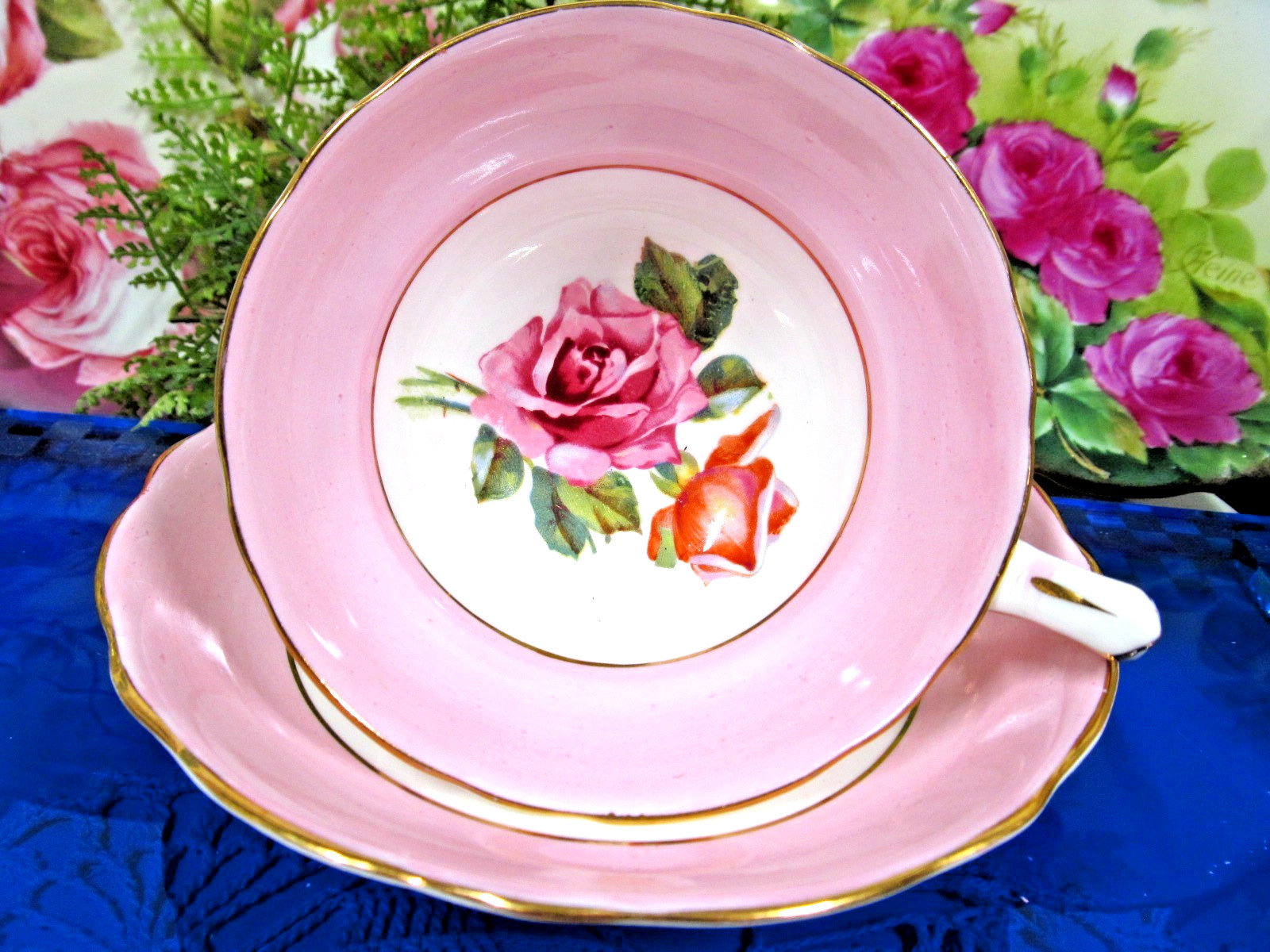 HAMMERSLEY tea cup and saucer Grandmothers Rose teacup pink rose England pink
