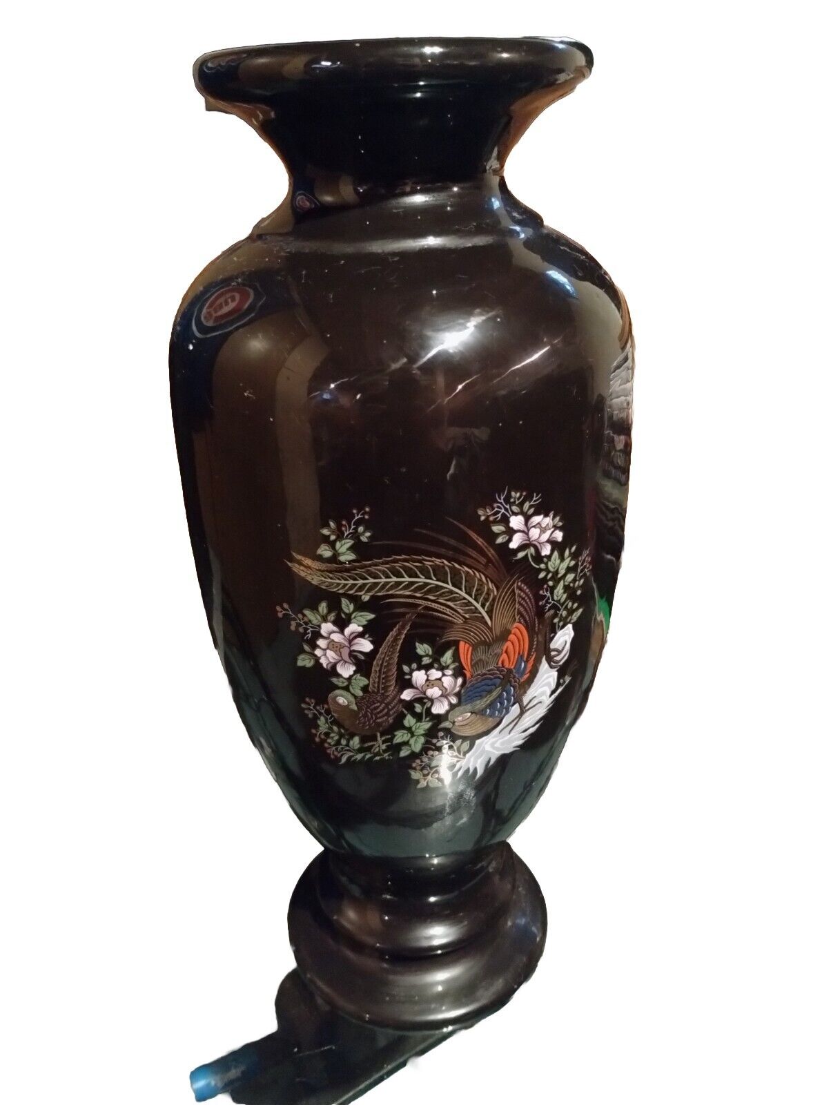 Vintage Japanese Art Floral Bird Vase 17 Inches Tall No scratches or dents 
