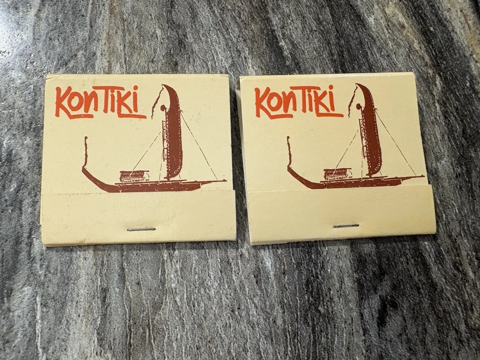 Vintage Kon Tiki Matchbooks Lot of 2 Sheraton Waikiki Hawaii Outrigger Canoe