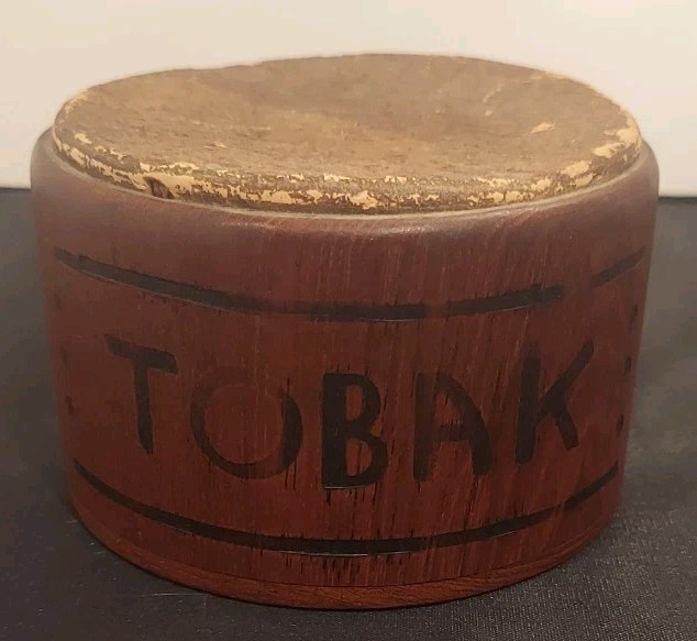 Vintage Sowe Konst Sovenstad Sweden Tobak Teak Tobacco Container With Cork Vintage Sowe Konst Sovenstad Sweden Tobak Teak Tobacco Container With Cork
