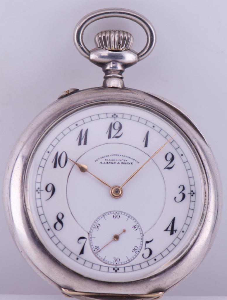 A.Lange Sohne Chronometer Award Pocket Watch Silver Enamel WWI German Pilot's
