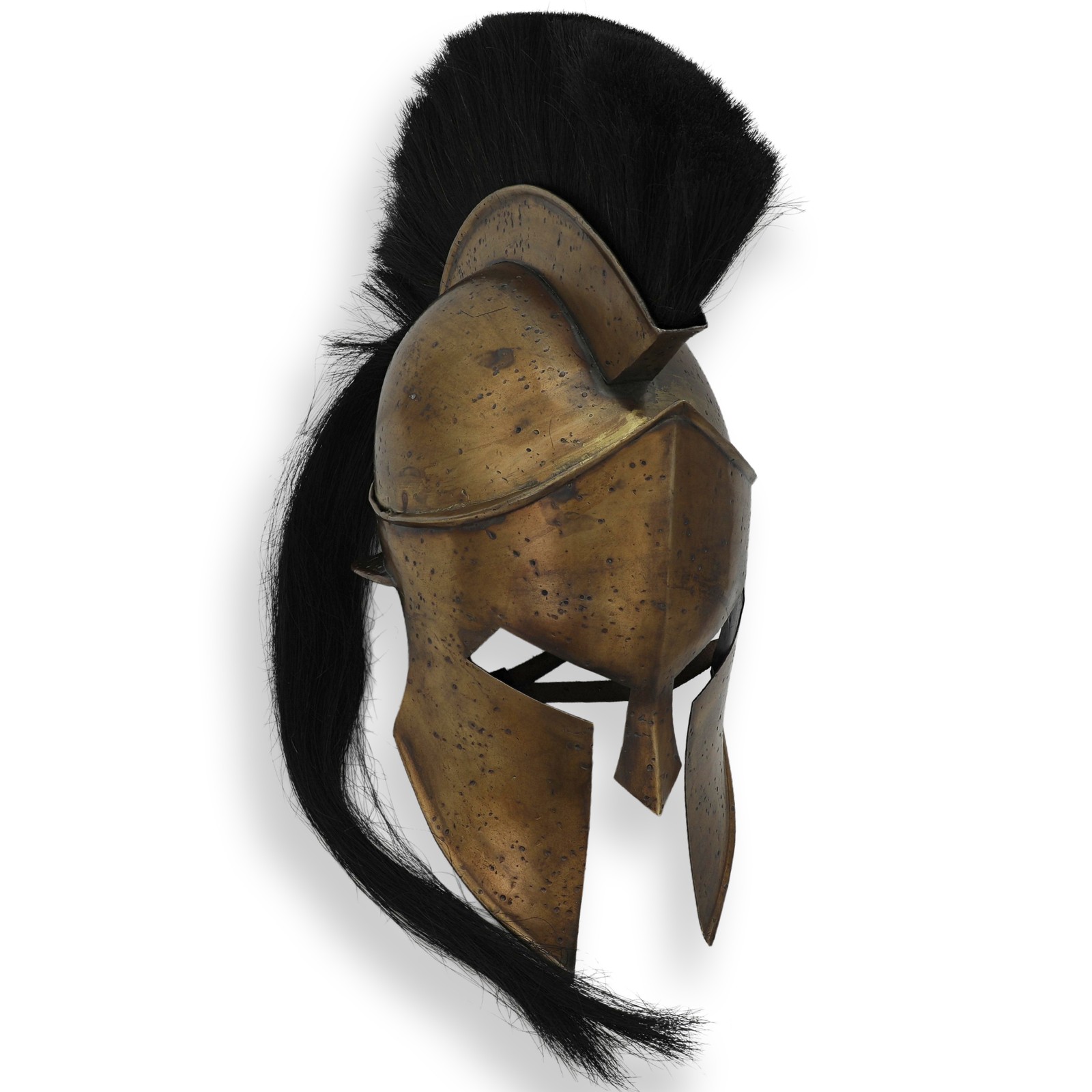 Greek Spartan Costume Helmet with Black Crest - 18 Gauge Steel Movie Prop