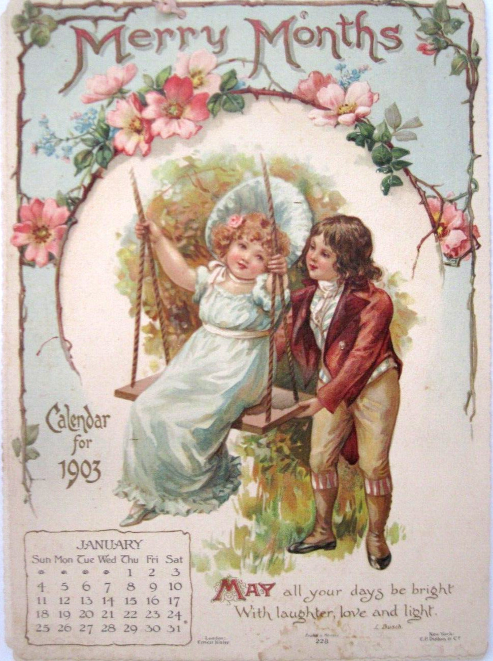 1903 Gorgeous Calendar Titled \