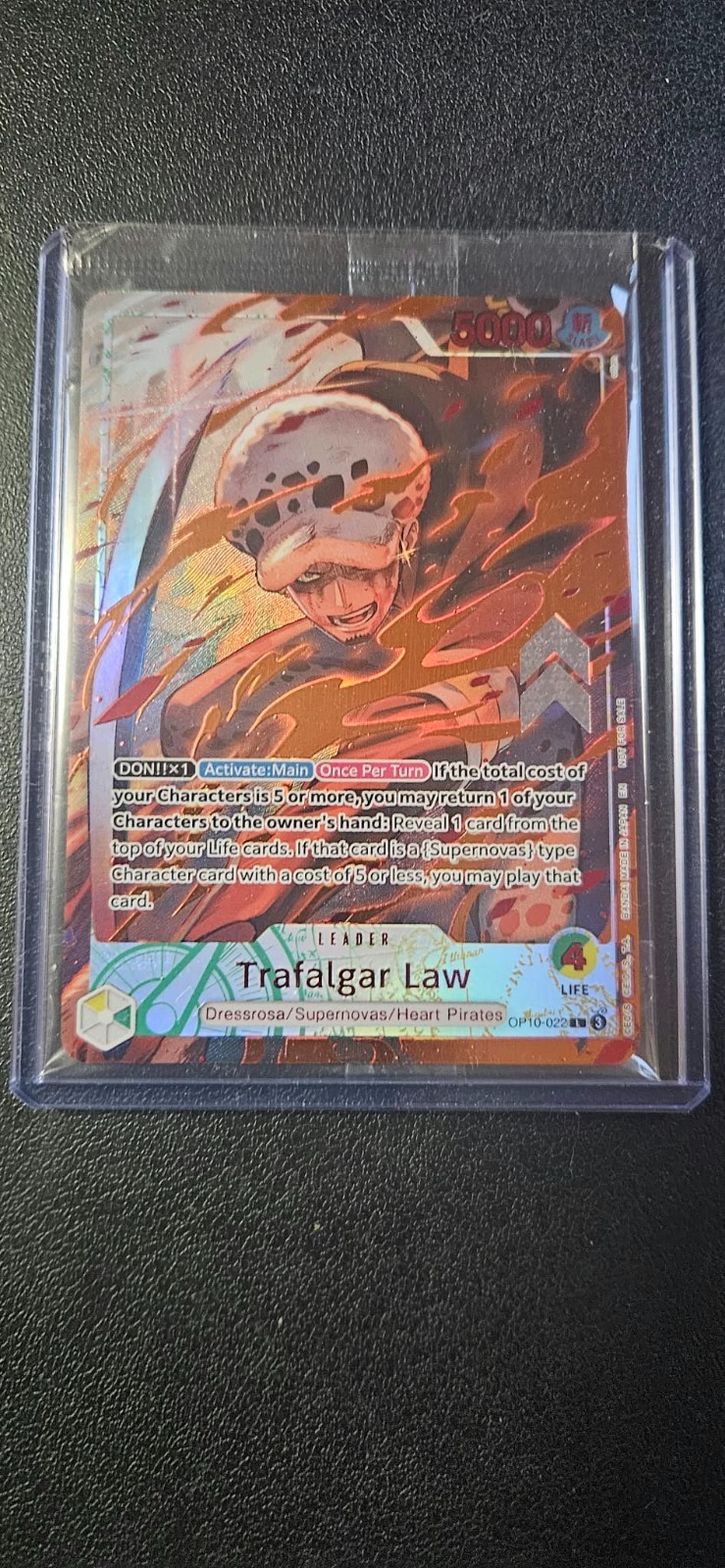 One Piece Trafalgar Law OP10-022 Flame Flame Top Prize SEALED Alt Leader