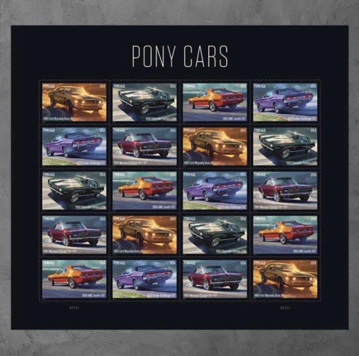 2022 USPS Pony Cars Stamps SC#5715-5719 -MNH- 100 PCS IN TOTAL