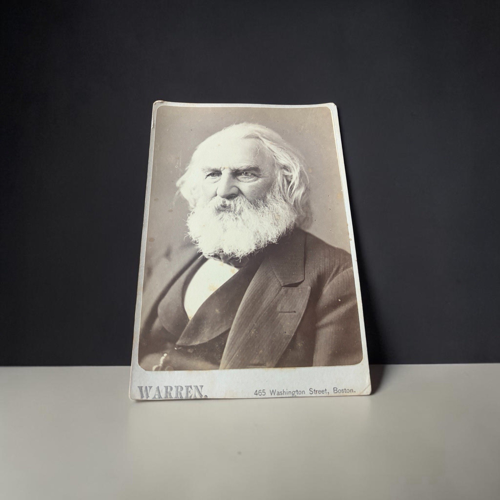 Henry Wadsworth Longfellow Poet Educator Cabinet Card Photo .  Warren, Boston