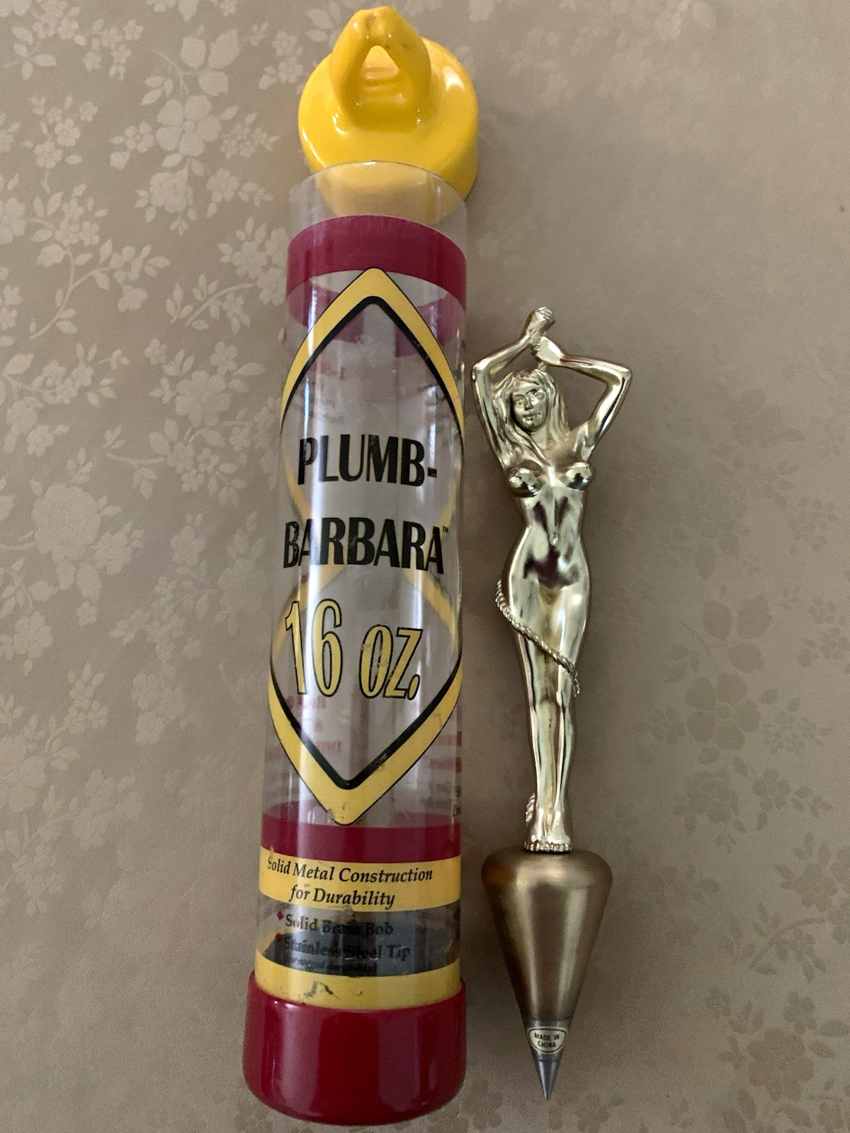 Plumb Barbara Vintage Original 16 oz Plumb Bob Solid Brass with Plastic Tube