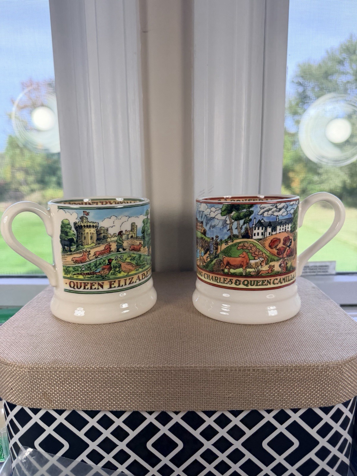 Emma Bridgewater Queen Elizabeth II King Charles III Royal Mugs Boxed Set of 2