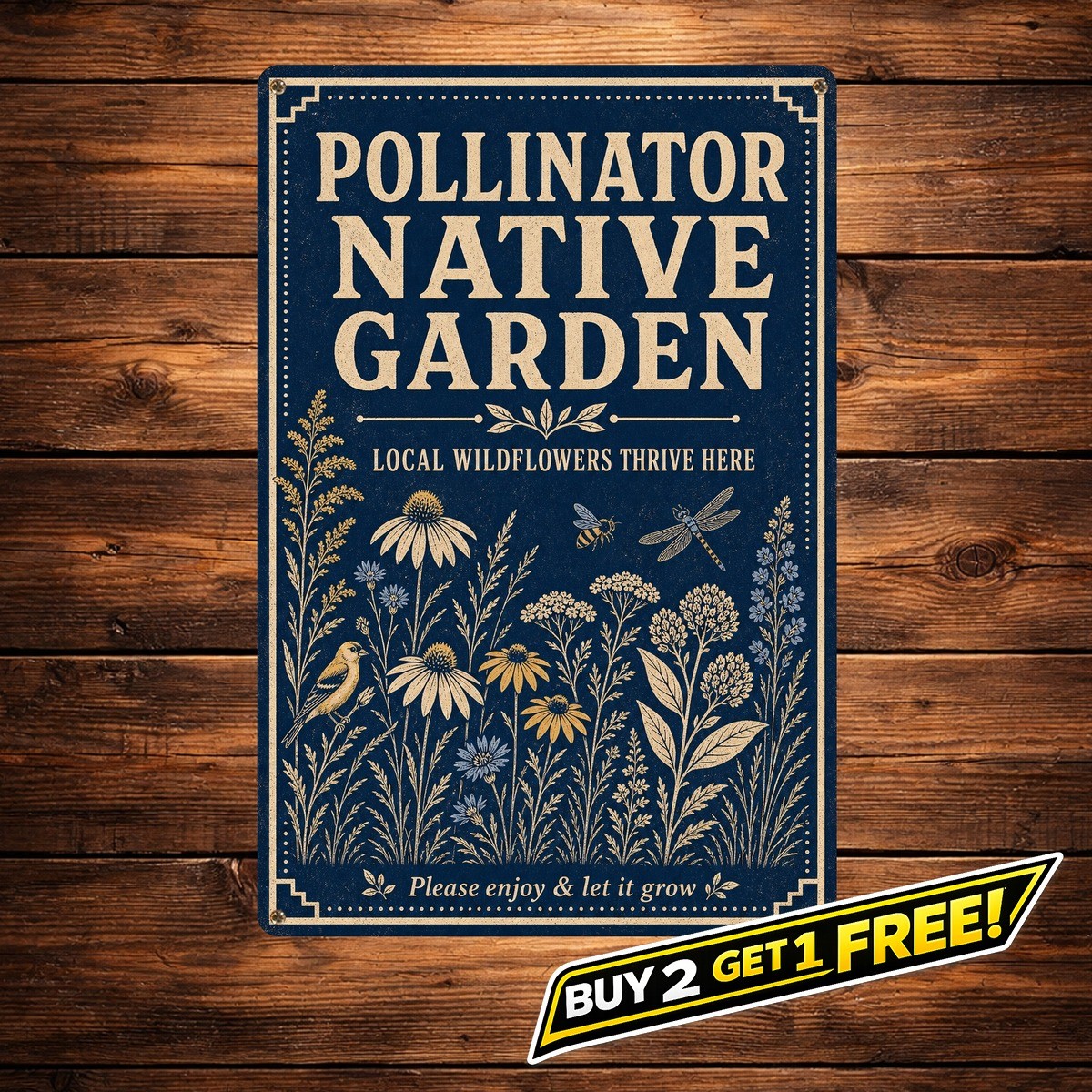 Native Plants Grow Here Garden Sign Metal Tin Sign Outdoor Decor