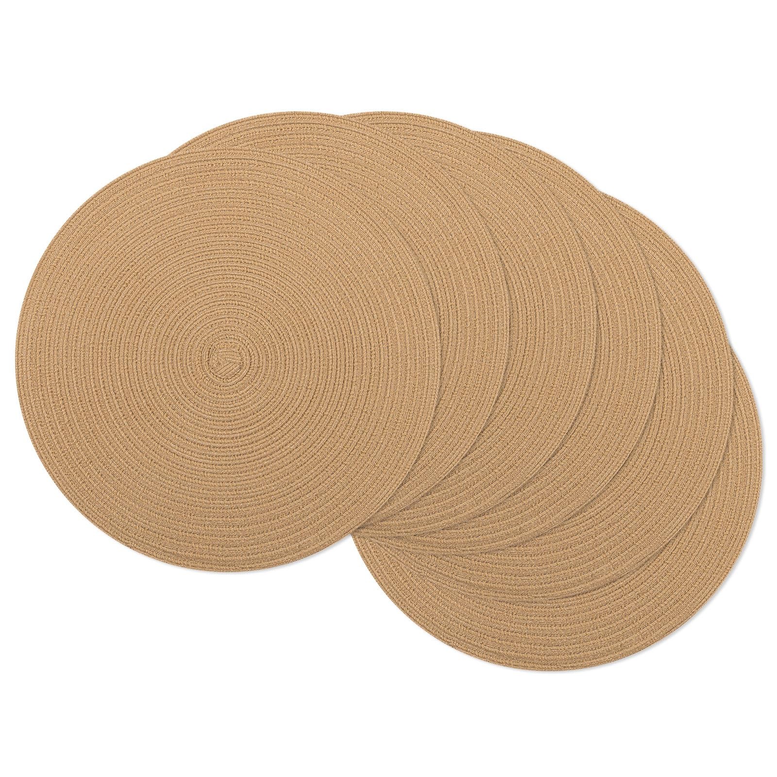 SHACOS 15 inch Round Braided Placemats Set of 6 Cotton Polyester Heat Resistant