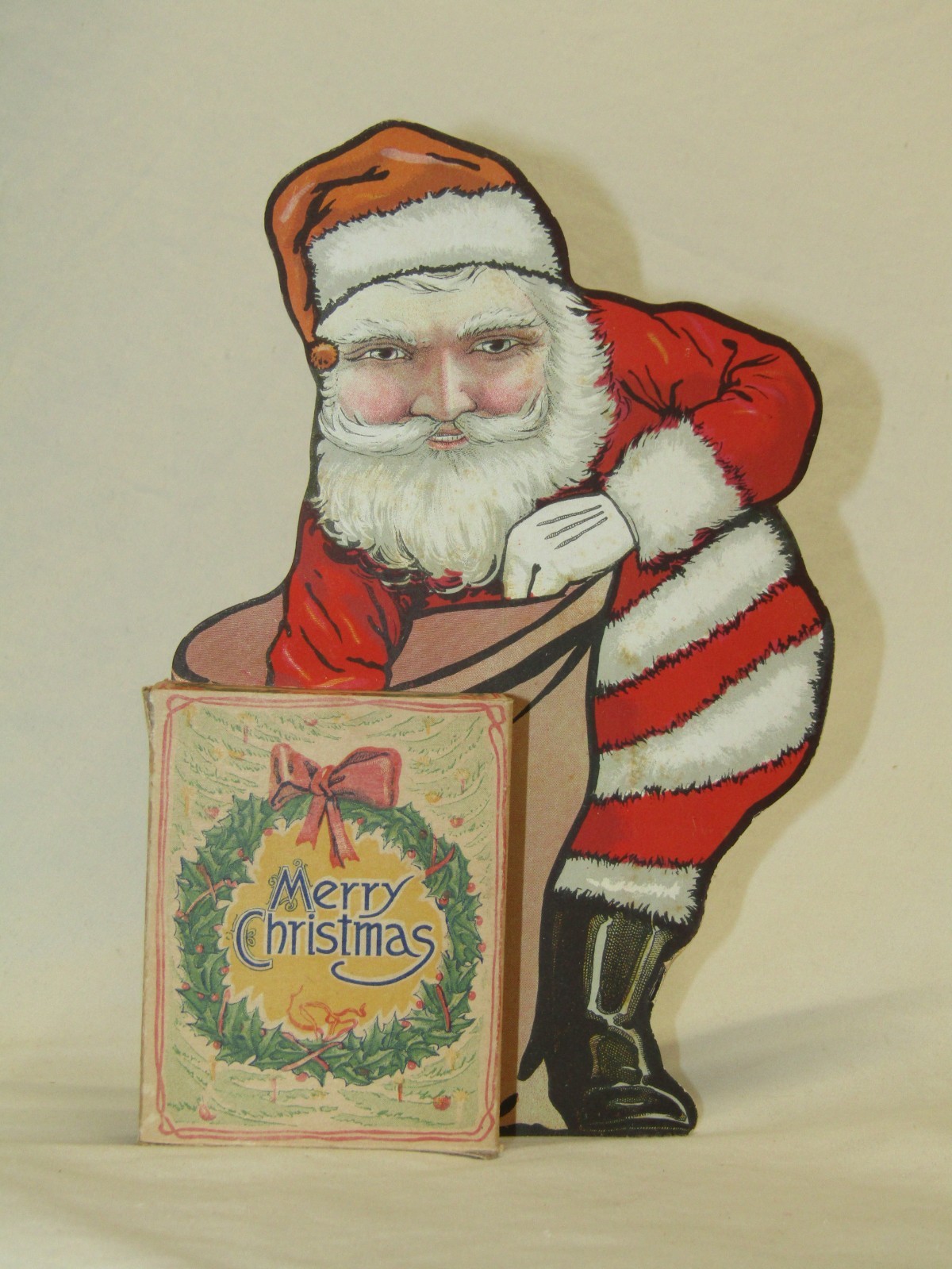 Vintage Christmas Ornament USA Antique Santa Die Cut Candy Container Box 1940s Vintage Christmas Ornament USA Antique Santa Die Cut Candy Container Box 1940s
