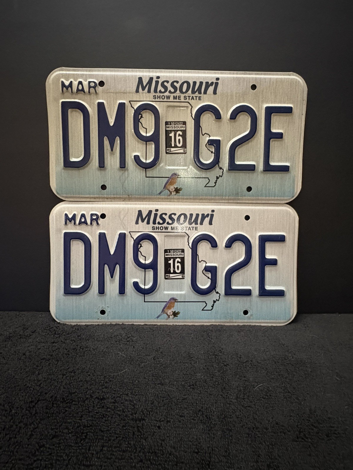 2016 Missouri-MO License Plates with State Bird - 