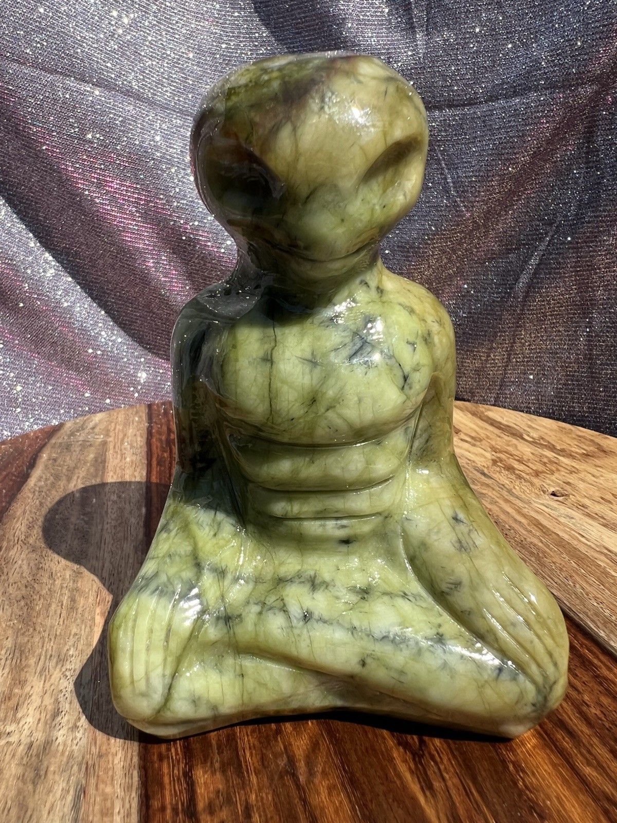 Natural Green Sichuan Jade Alien Carved Polished 5 “ 1 Lb 9.4 oz US Seller 67