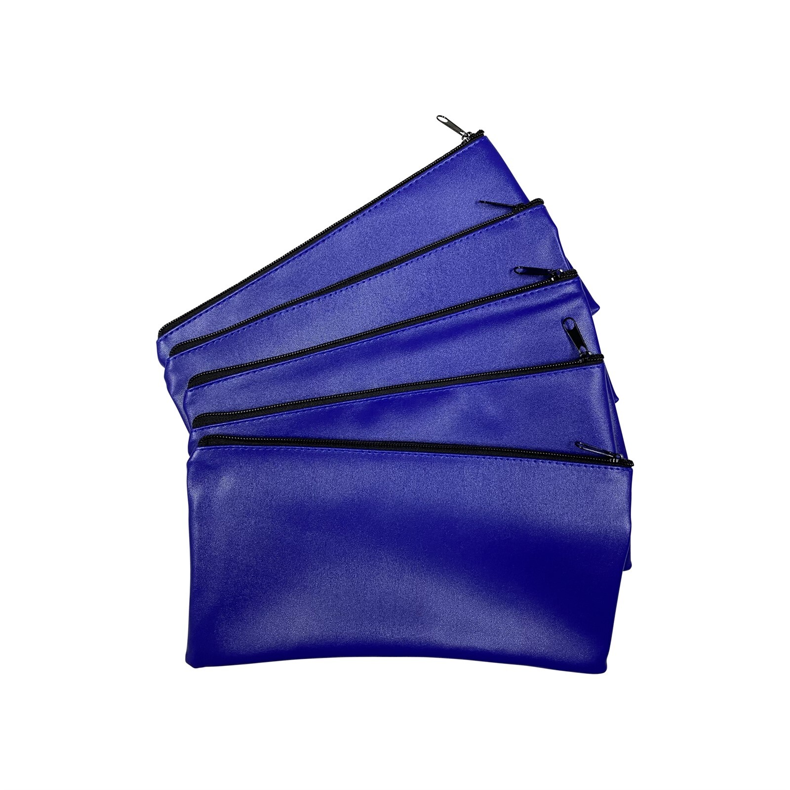 5 Blue Zippered Vinyl Bank Deposit Money Bag Cash Coins Organizer Pouch 11