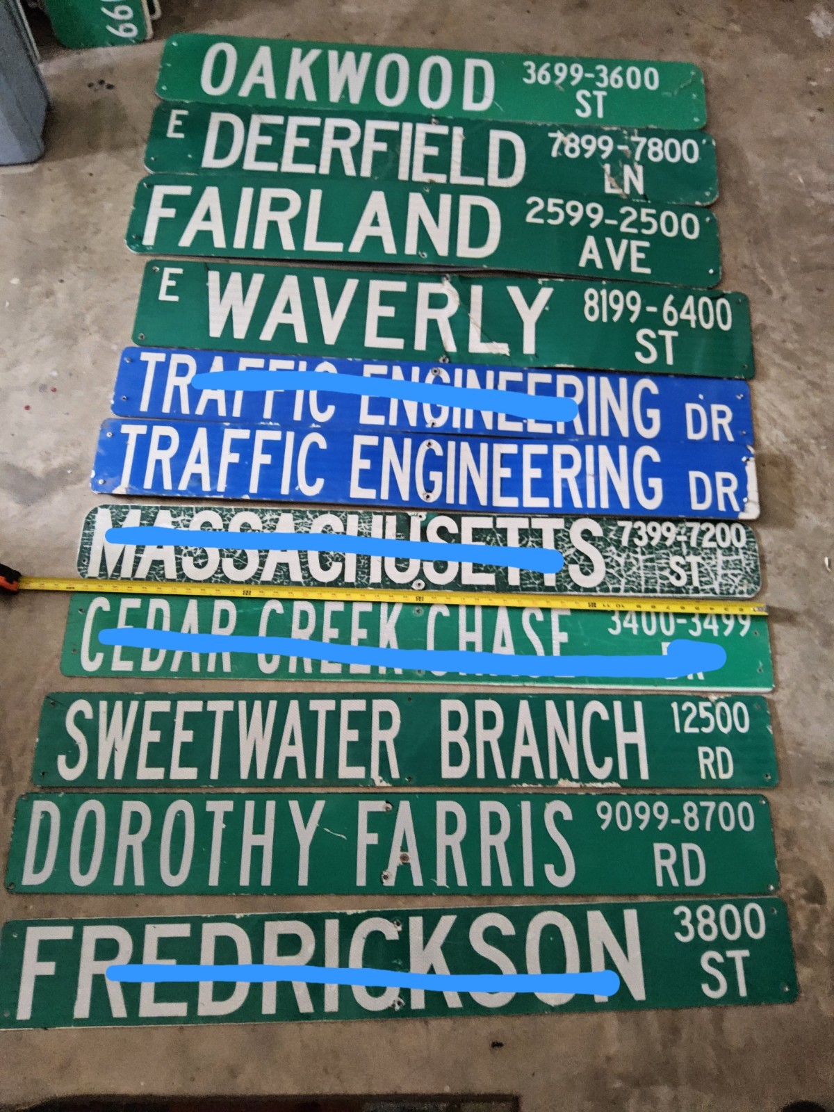 48 inch Street name signs PICK ONE. Approximately 48 inch Long signs
