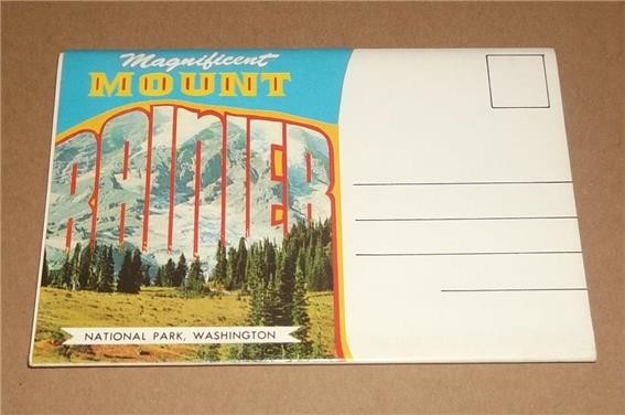 VINTAGE MOUNT RAINIER NATIONAL PARK, WASH. SOUVENIR FOLDER FOLDOUT PHOTO MAILER