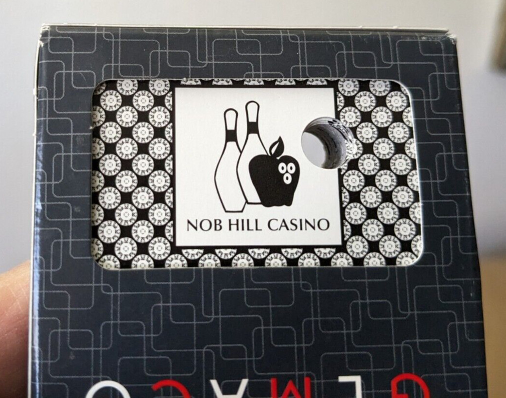 Nob Hill Casino used vintage playing cards 5/4/13 Gemaco 2 Bowling Pins & Apple