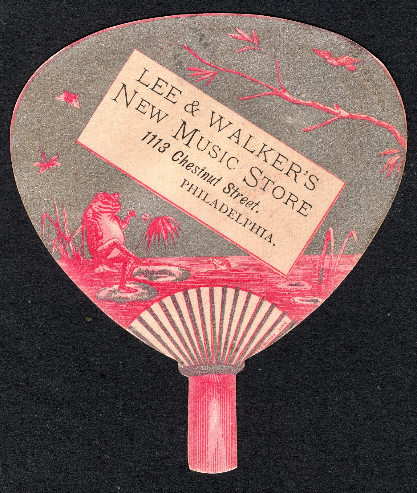 Rare 1876 or Earlier, Lee & Walker Music Store,  Phila. Vict. Adv. Trade Card