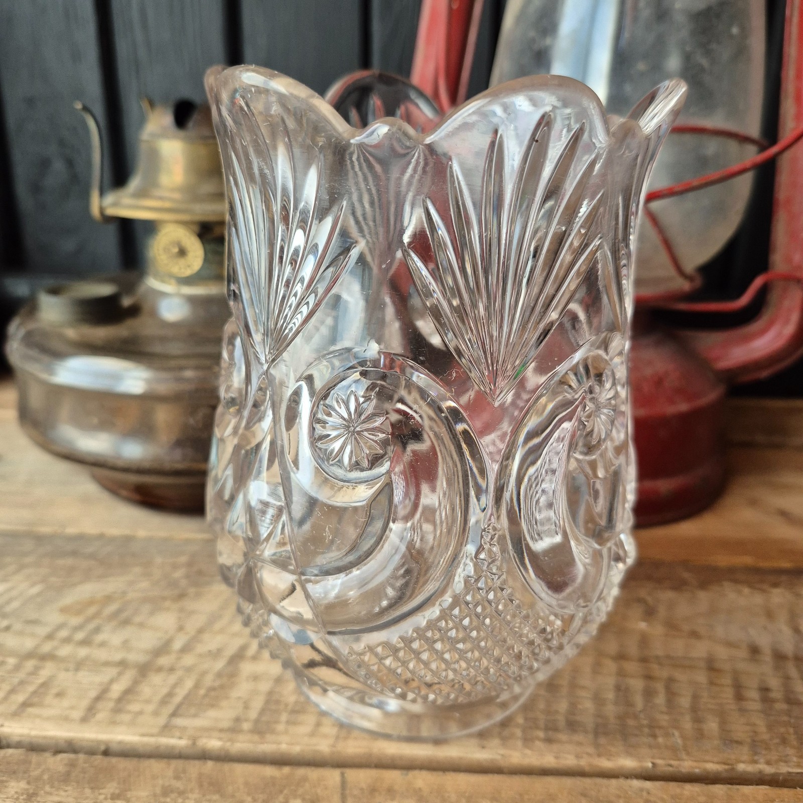 Early American Pressed Glass Celery Vase Crystal Glass Co. Bridgeport, Ohio Early American Pressed Glass Celery Vase Crystal Glass Co. Bridgeport, Ohio