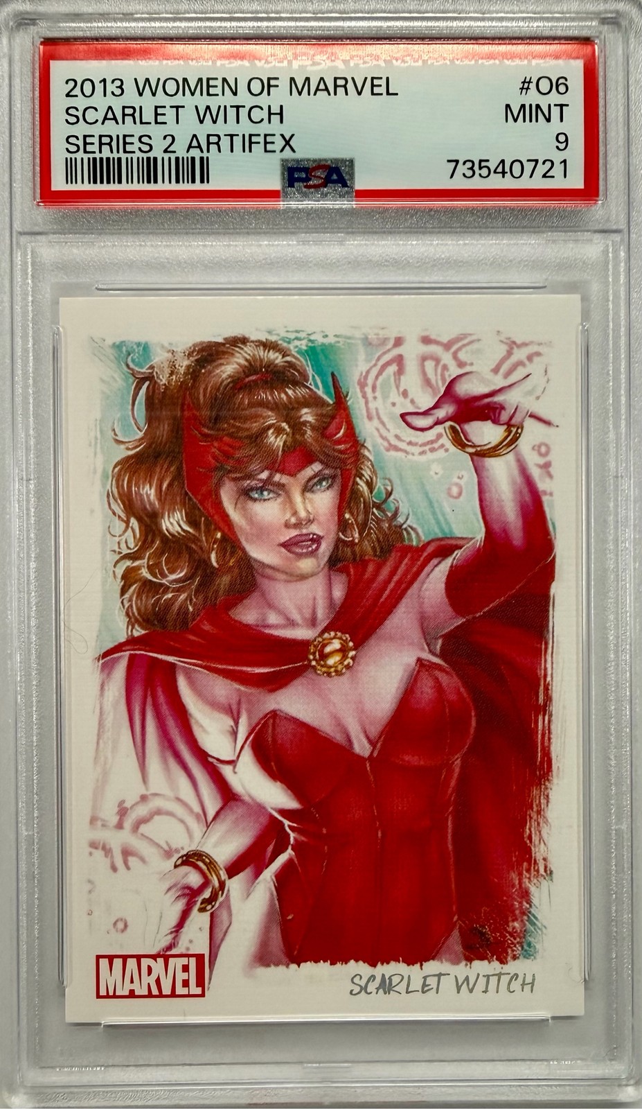 2013 Rittenhouse Women of Marvel Series 2 Artifex #06 Scarlet Witch PSA MINT