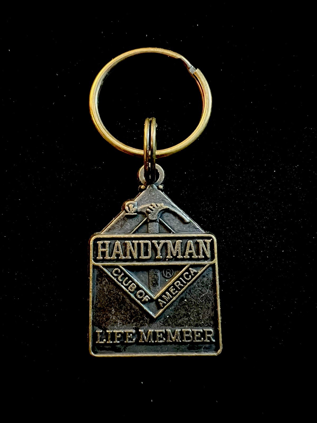 Vintage 1990\'s Handyman Club of America Lifetime Member Brass Keychain 