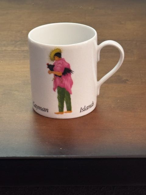 Mug Caraibes Tropical Island Man with Rooster by PHILIPPE DESHOULIERES