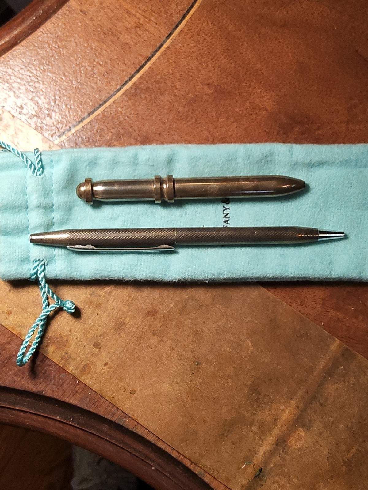 Vintage Tiffany\'s Sterling Silver Pen Set With Blue Pouch