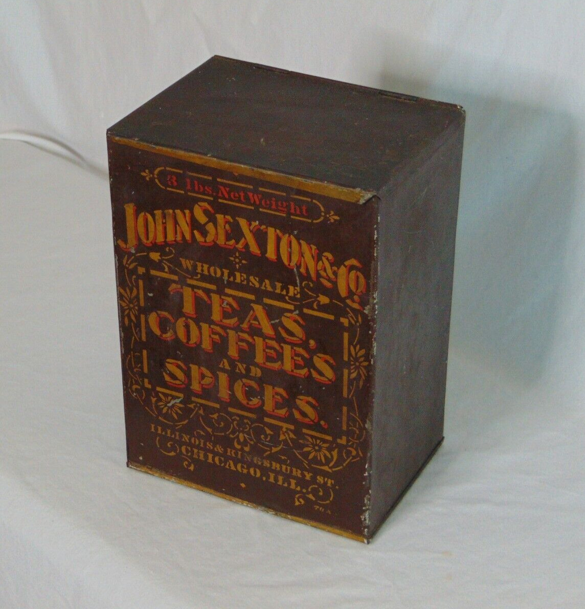 John Sexton & Co. Antique Advertising Tin Teas Coffees And Spice 3Lbs Drug Store
