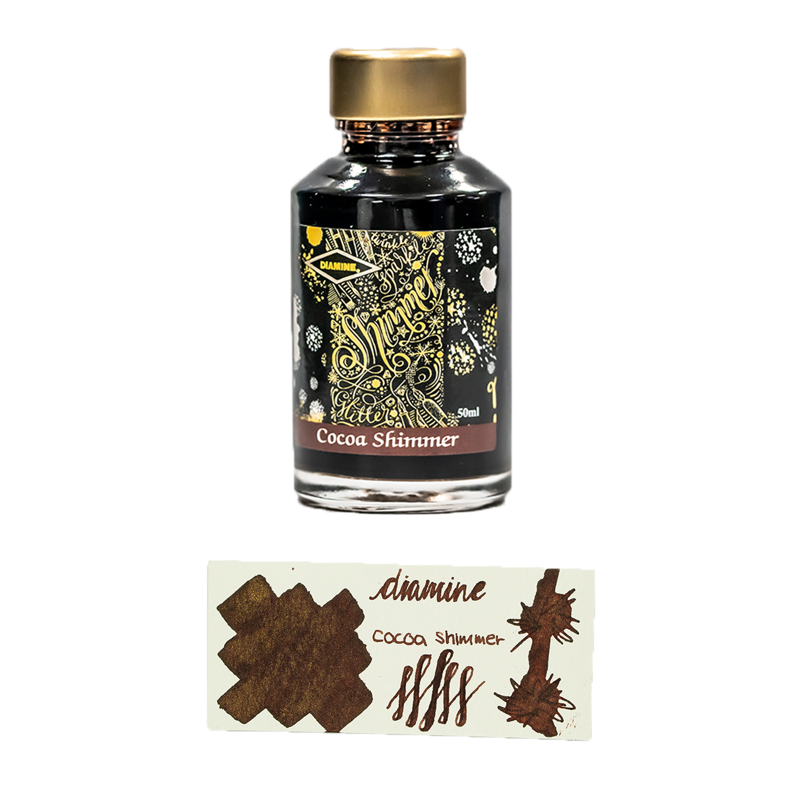 Diamine Shimmer Ink Cocoa Shimmer - Brown Bottled Ink For Fountain Pens 50 ml
