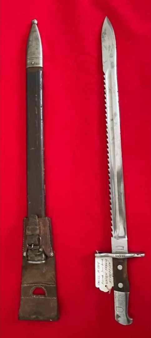 SAWBACK BAYONET 1914 WW I Swiss M1914 Schmidt Rubin Sawtooth Sword Scabbard Frog