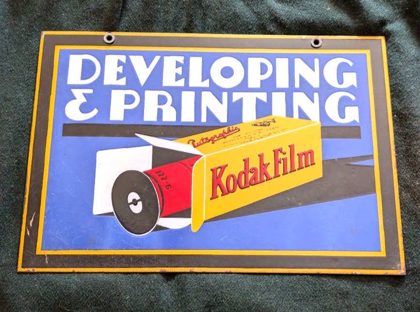 vintage heavy double sided Kodak Film enameled metal sign 14 x 20