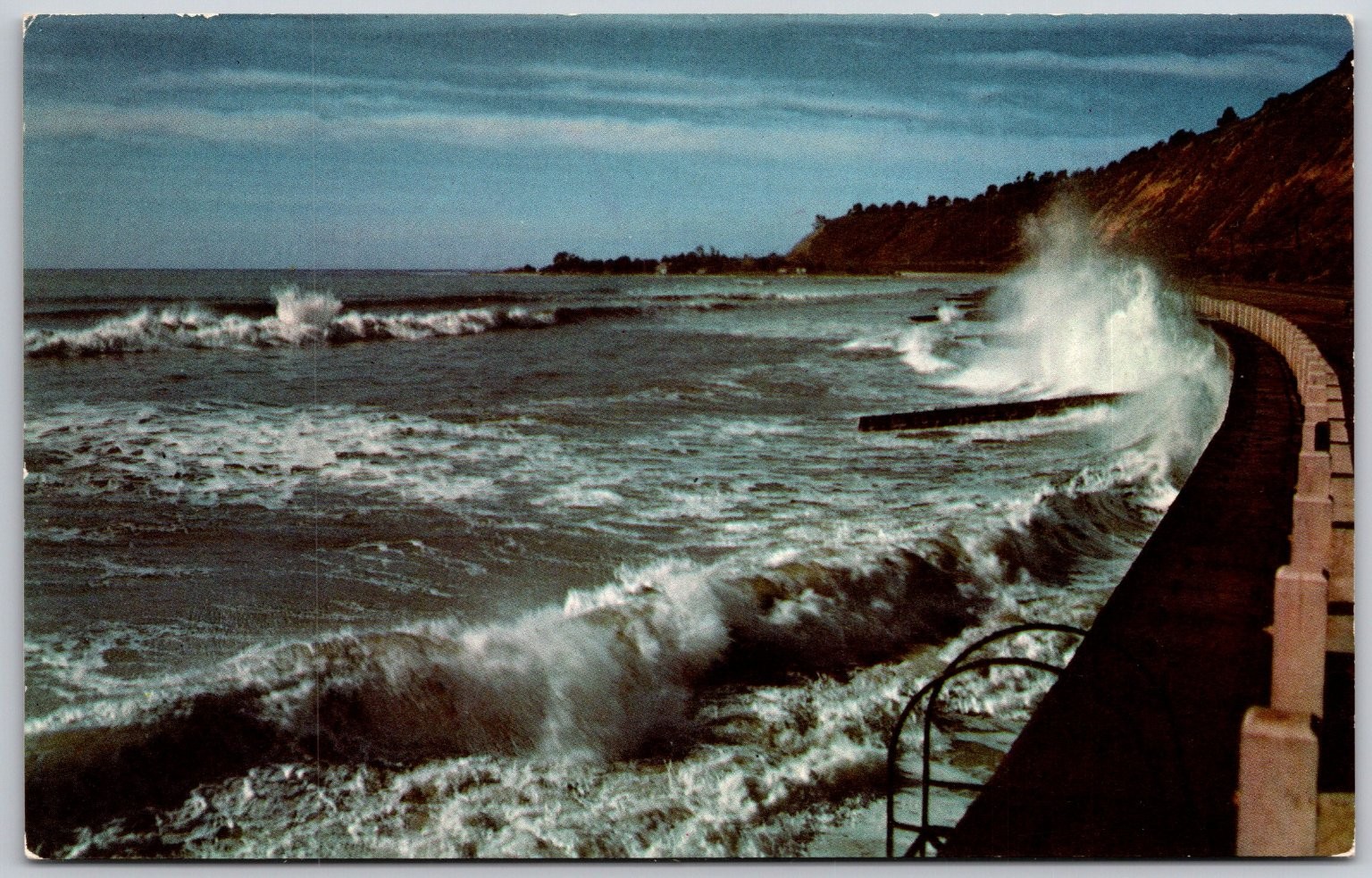 Ventura County CA Pacific Coast Highway 101 Crashing Waves Chrome Postcard