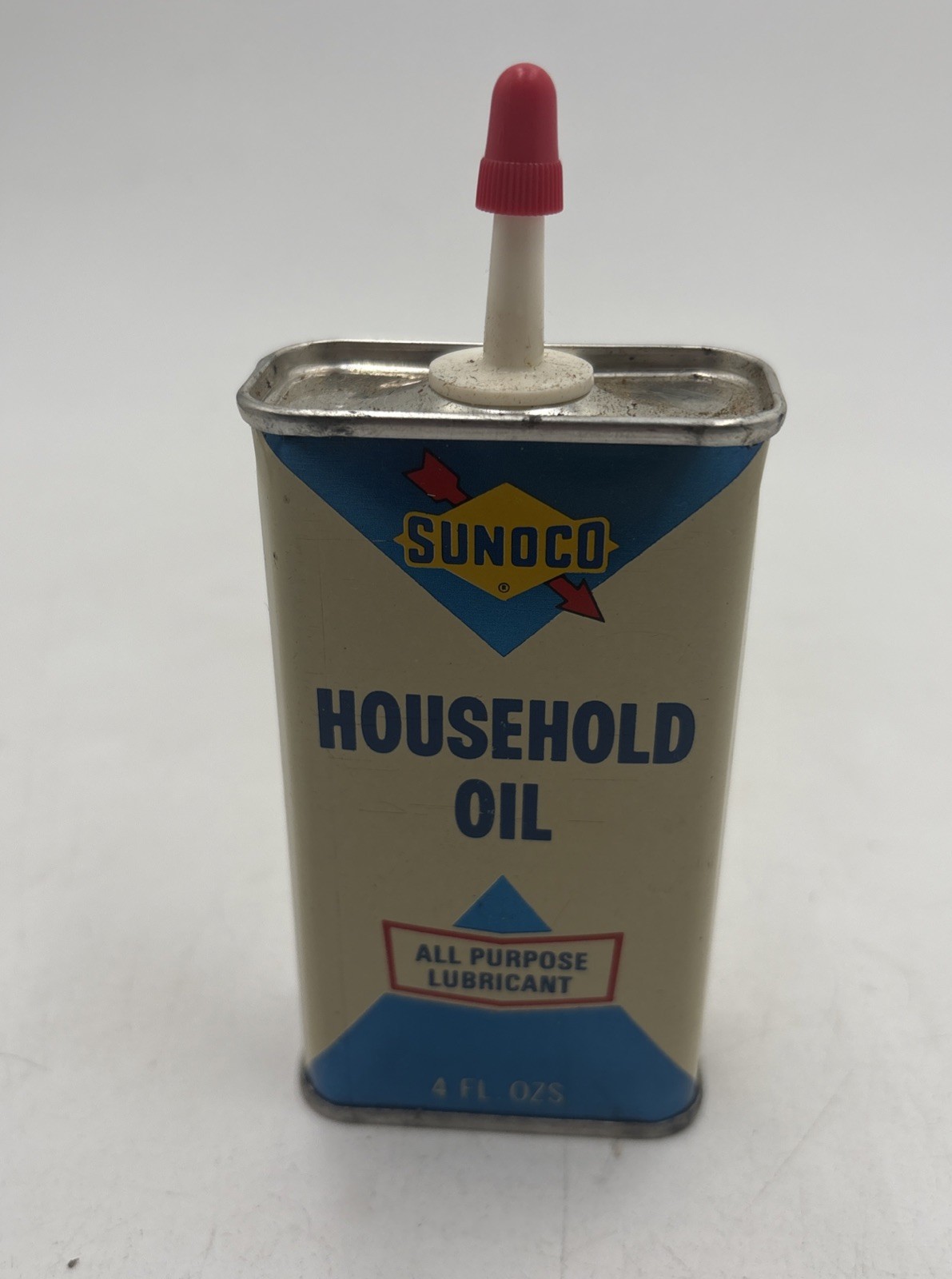 Vintage NOS Sunoco Household Oil Can 4oz. Oiler FULL UNCUT