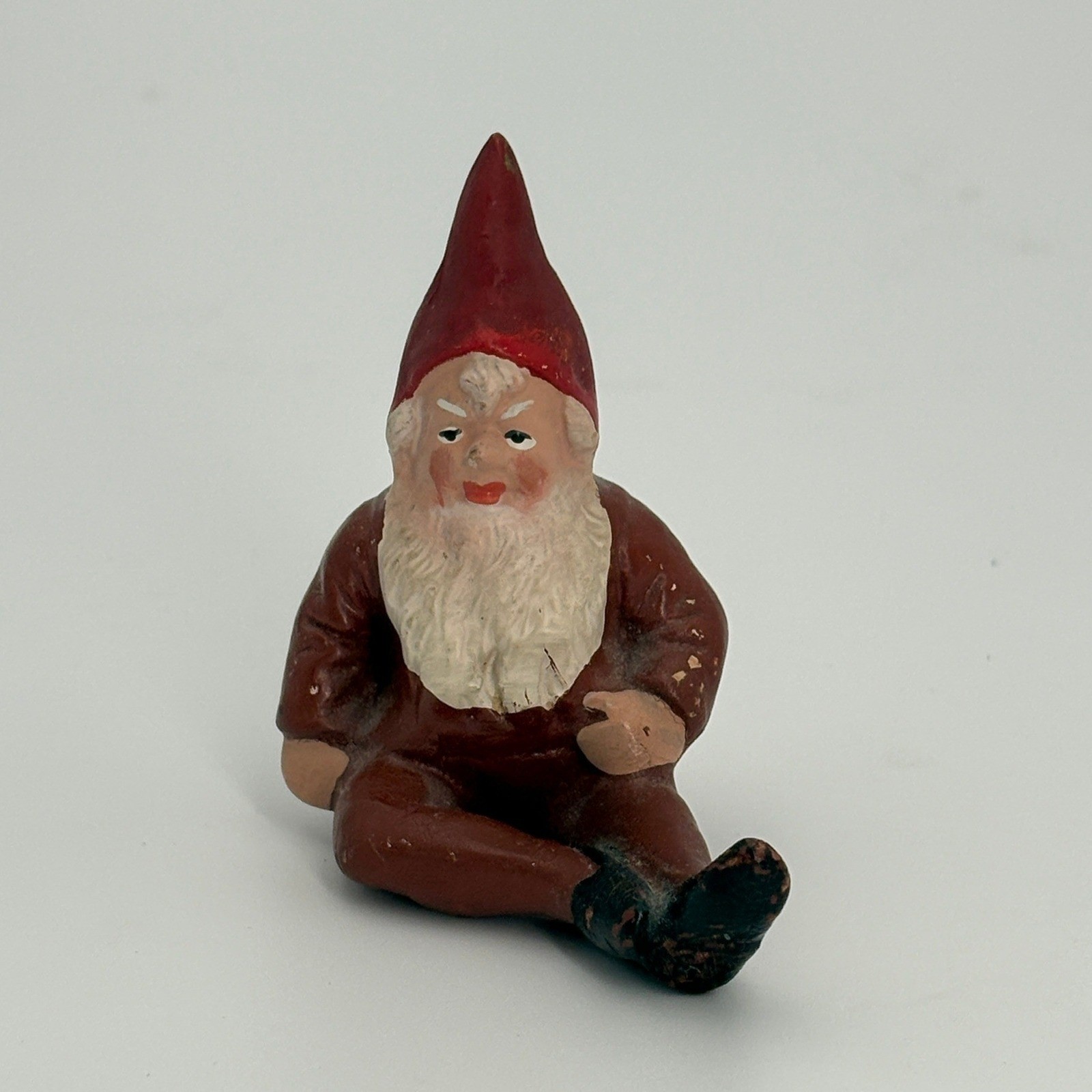 Vintage Gnome Figurine Sitting German Holiday Tomte 3.25 Inch