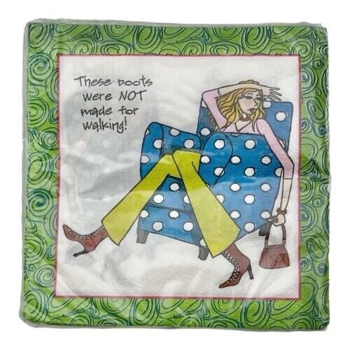 Novelty Cocktail Napkins Woman Boots Not Made For Walking 30ct 2 Ply Lot of 2