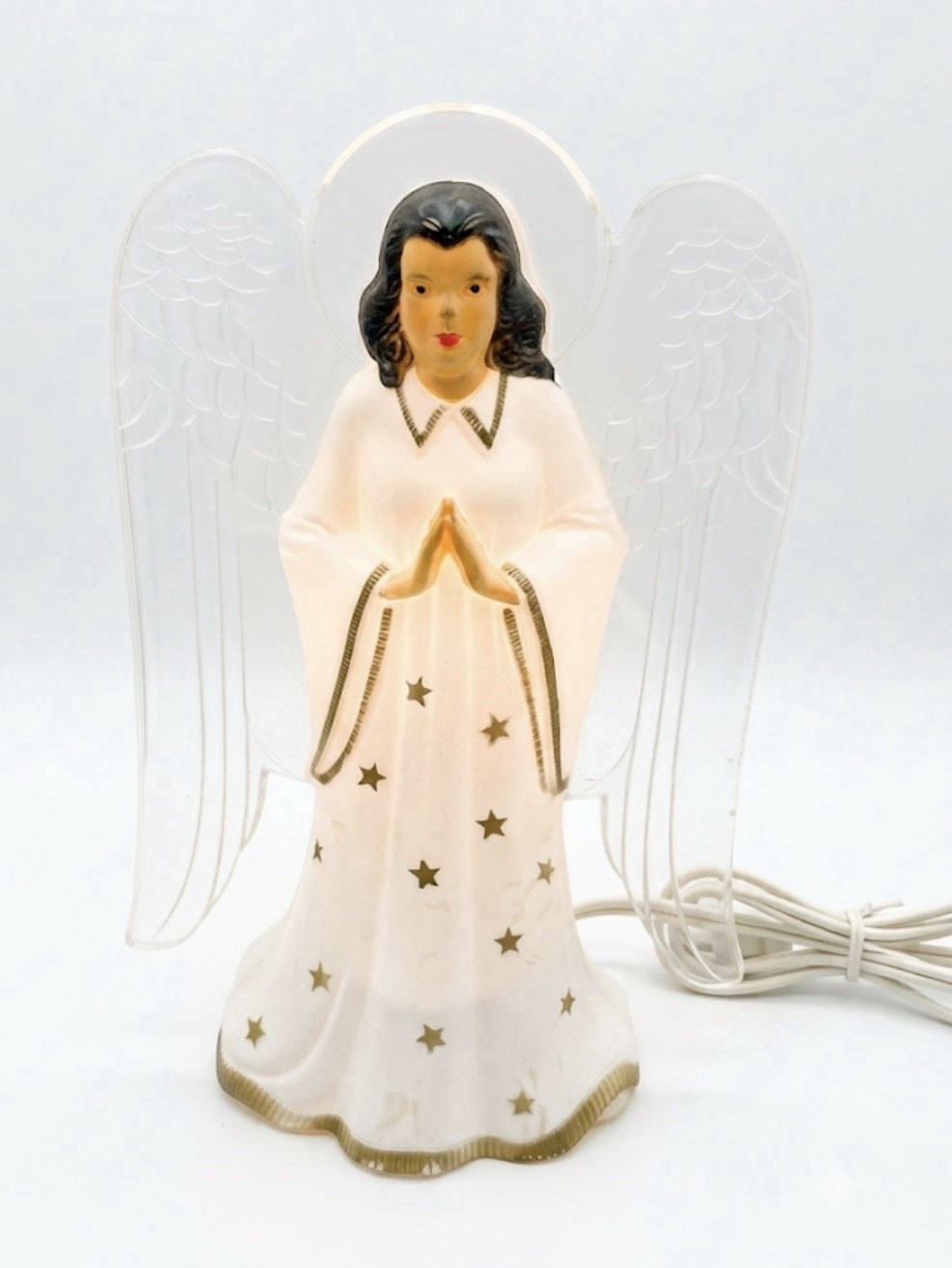 Vintage Royalite Illuminated Christmas Angel Light Up All Plastic Figure w/ Box